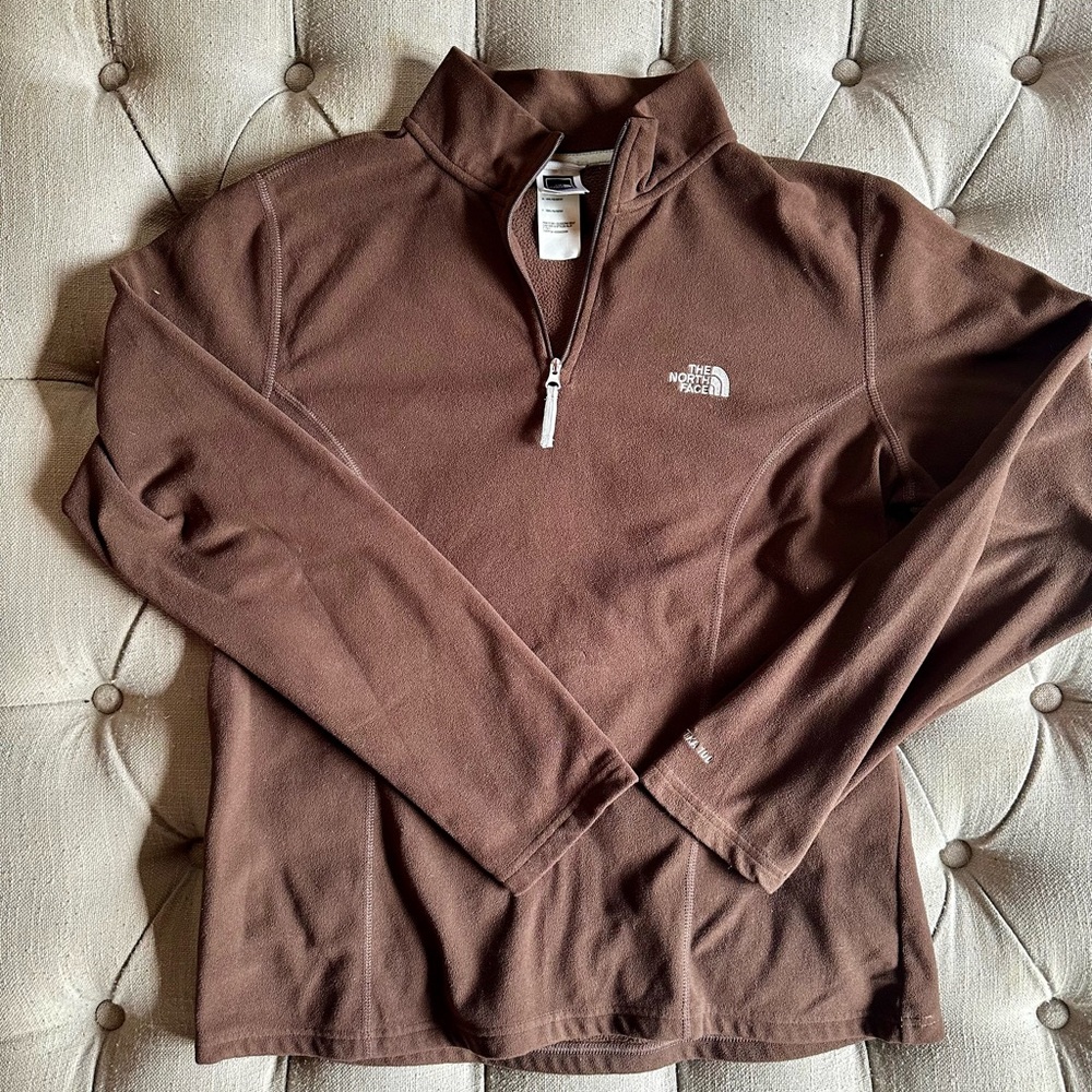 The North Face Women's 3/4 Zip-Up Brown Fleece Sweatshirt